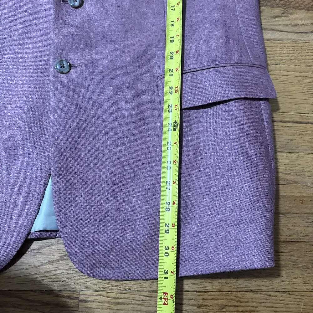 Jos A Bank Blazer Men’s 44R Suit Jacket Silk Wool Blend Weave Berry Red Wedding